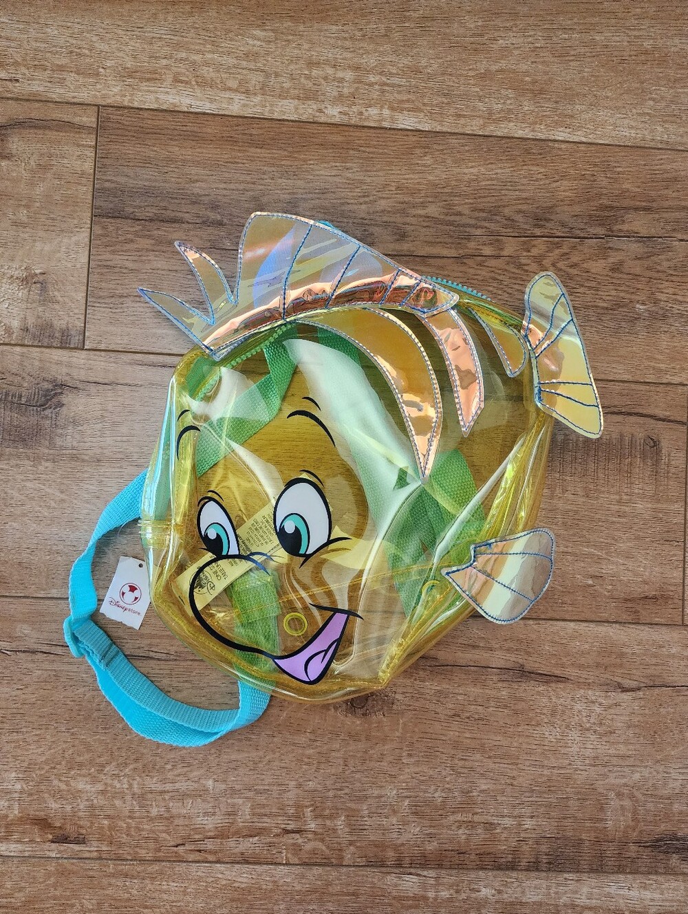 NWT Disney Store The Little Mermaid Flounder Backpack Translucent Clear 12" Swim